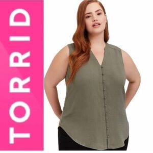 Torrid Harper Olive Green Button Front Tunic Tank